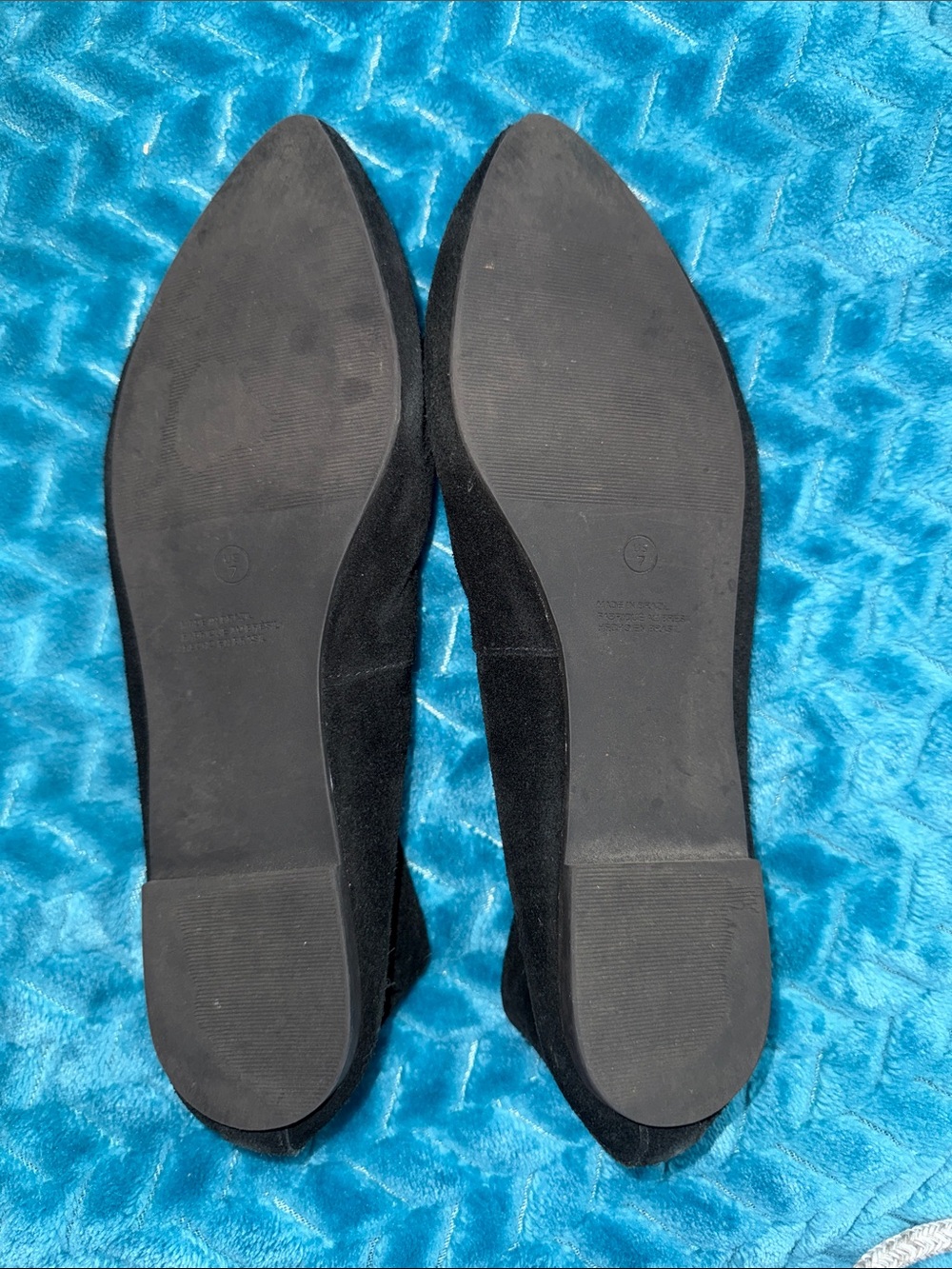Anthropologie Jessica Black Suede Pointed-Toe Ballet Flats - 7 - Picture 3 of 5